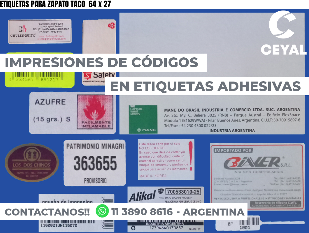 ETIQUETAS PARA ZAPATO TACO  64 x 27