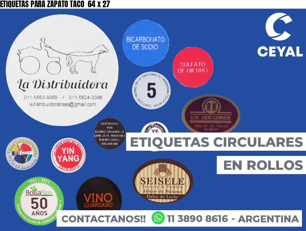 ETIQUETAS PARA ZAPATO TACO  64 x 27