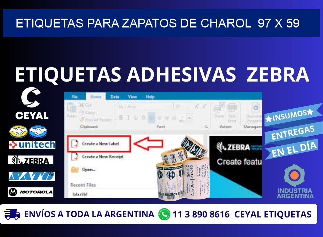 ETIQUETAS PARA ZAPATOS DE CHAROL  97 x 59