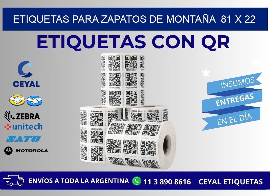 ETIQUETAS PARA ZAPATOS DE MONTAÑA  81 x 22