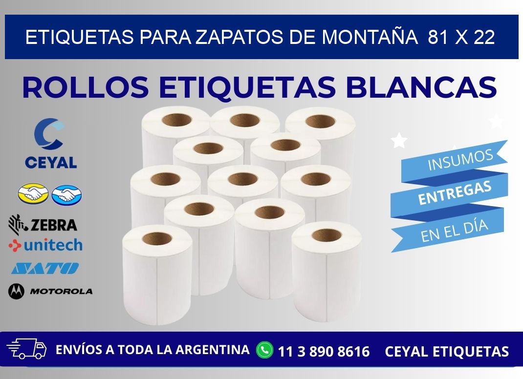 ETIQUETAS PARA ZAPATOS DE MONTAÑA  81 x 22