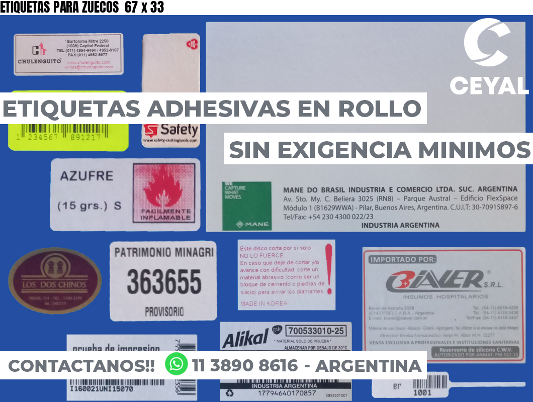 ETIQUETAS PARA ZUECOS  67 x 33