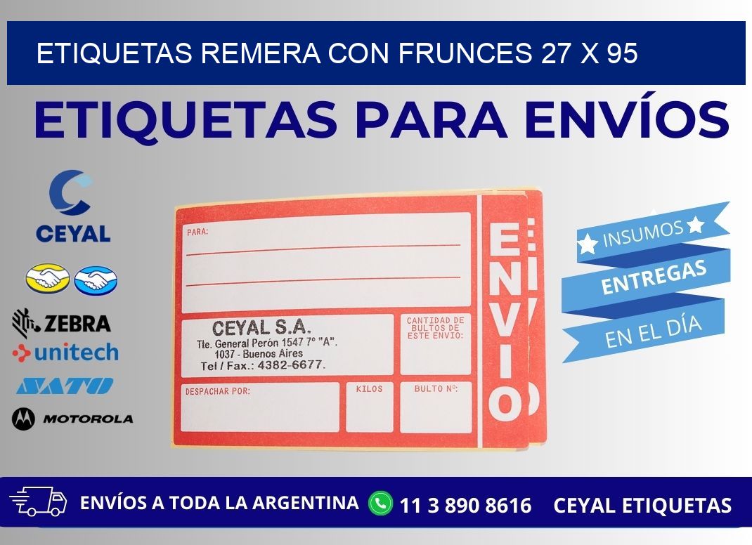 ETIQUETAS REMERA CON FRUNCES 27 x 95