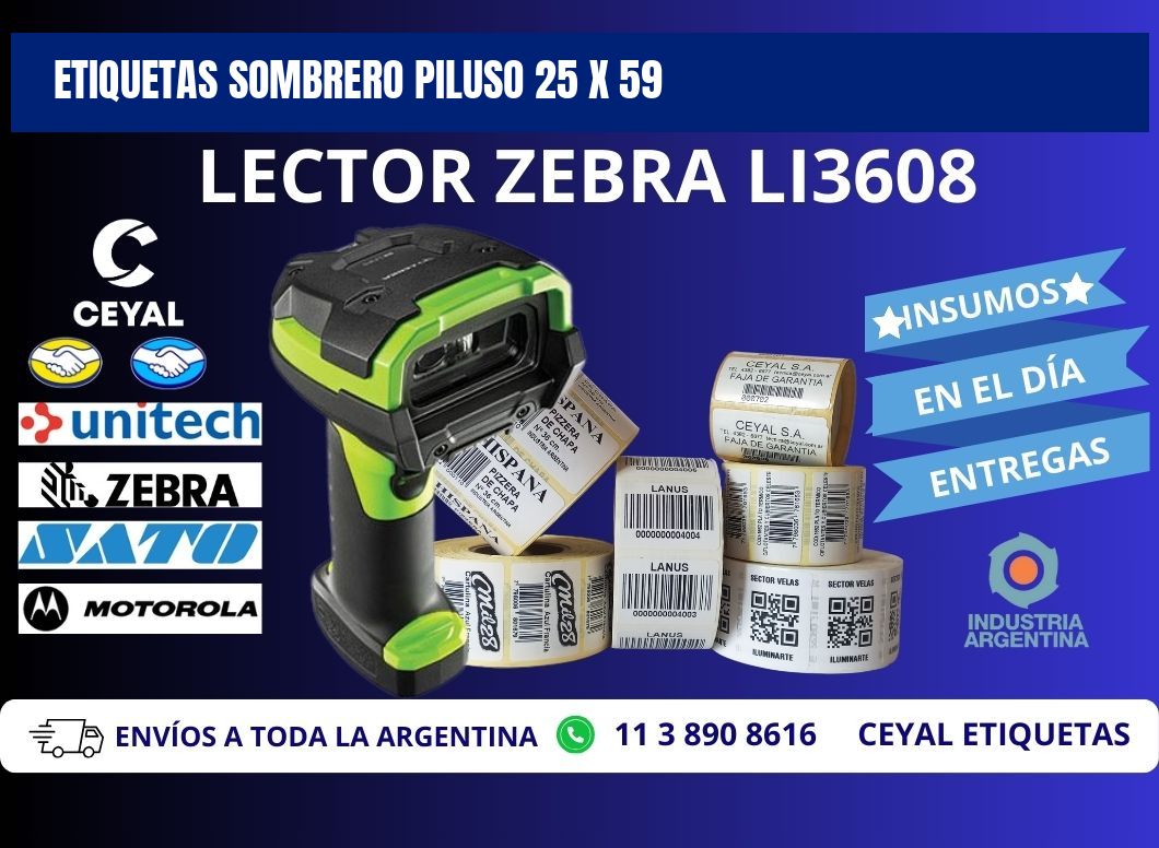ETIQUETAS SOMBRERO PILUSO 25 x 59