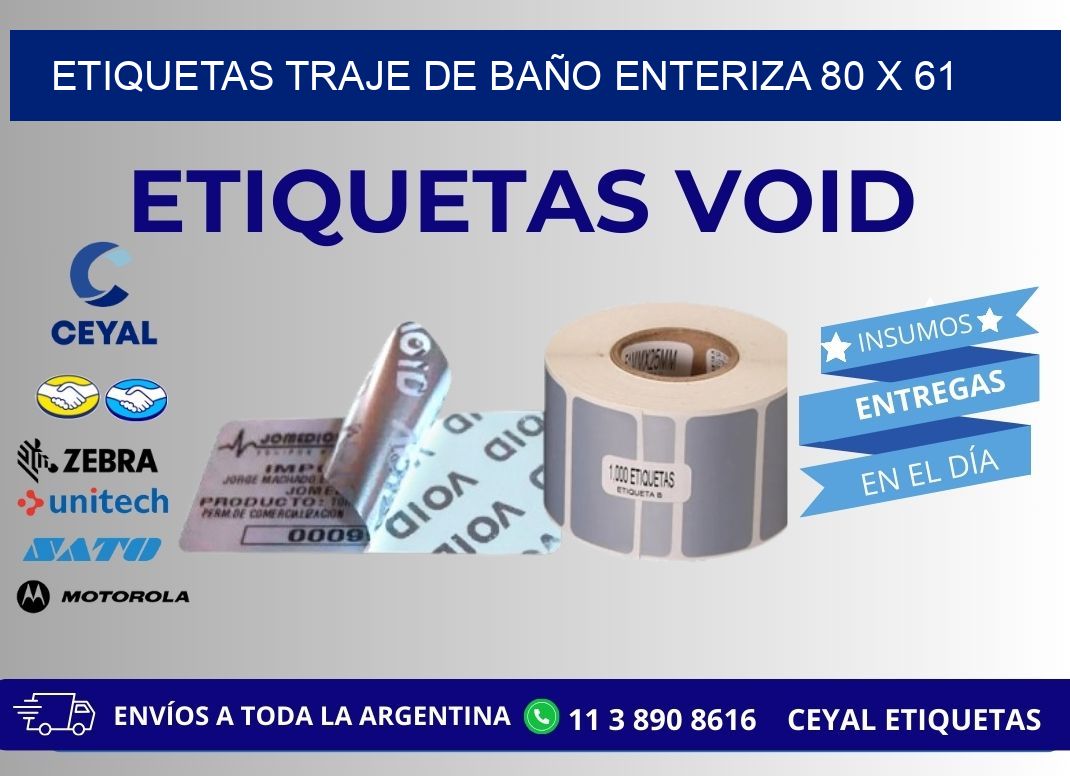 ETIQUETAS TRAJE DE BAÑO ENTERIZA 80 x 61