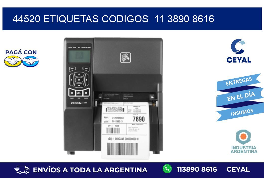 44520 ETIQUETAS CODIGOS  11 3890 8616
