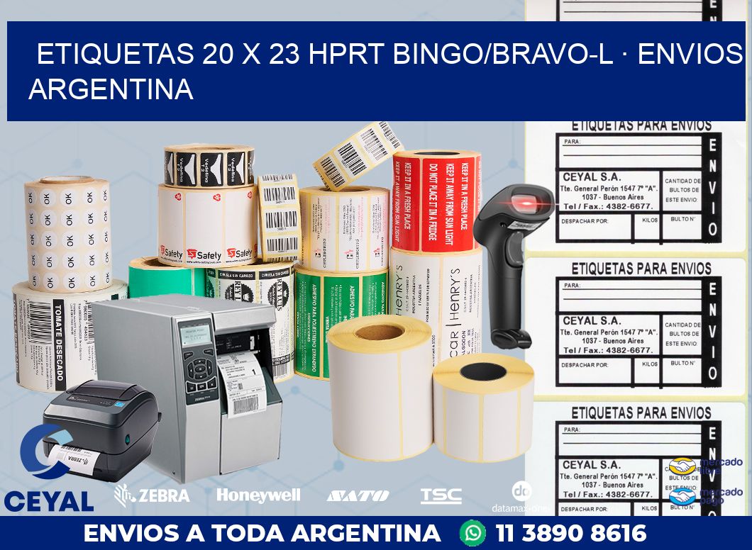 ETIQUETAS 20 x 23 HPRT BINGO/BRAVO-L · ENVIOS ARGENTINA