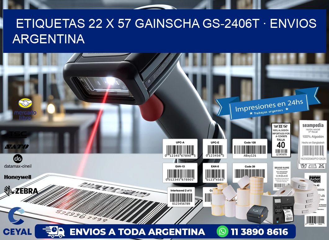 ETIQUETAS 22 x 57 GAINSCHA GS-2406T · ENVIOS ARGENTINA