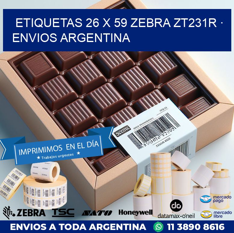 ETIQUETAS 26 x 59 ZEBRA ZT231R · ENVIOS ARGENTINA