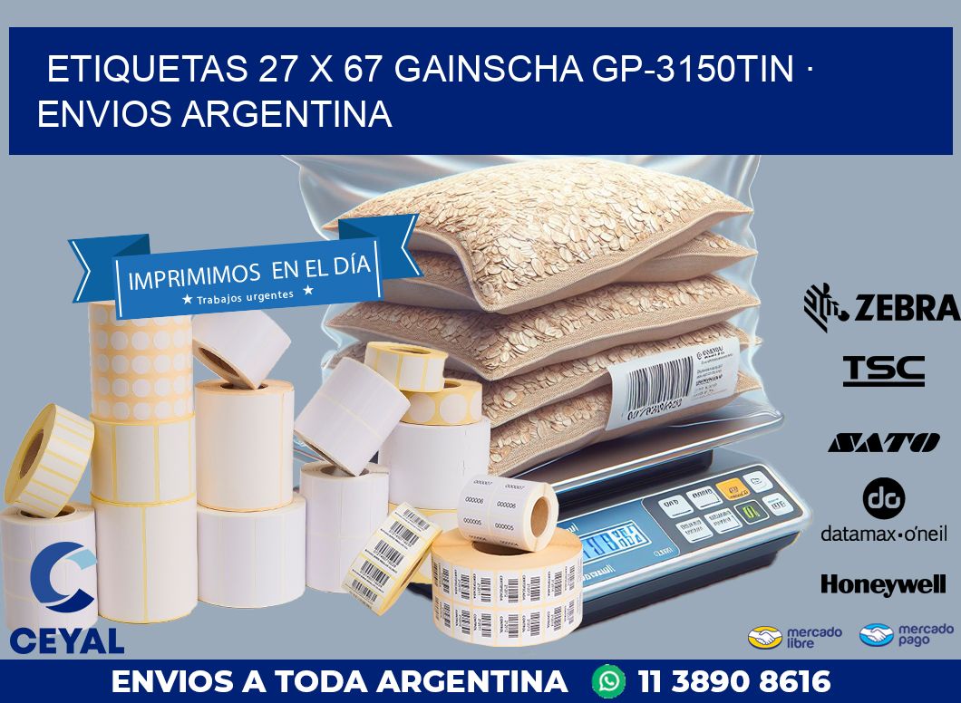 ETIQUETAS 27 x 67 GAINSCHA GP-3150TIN · ENVIOS ARGENTINA
