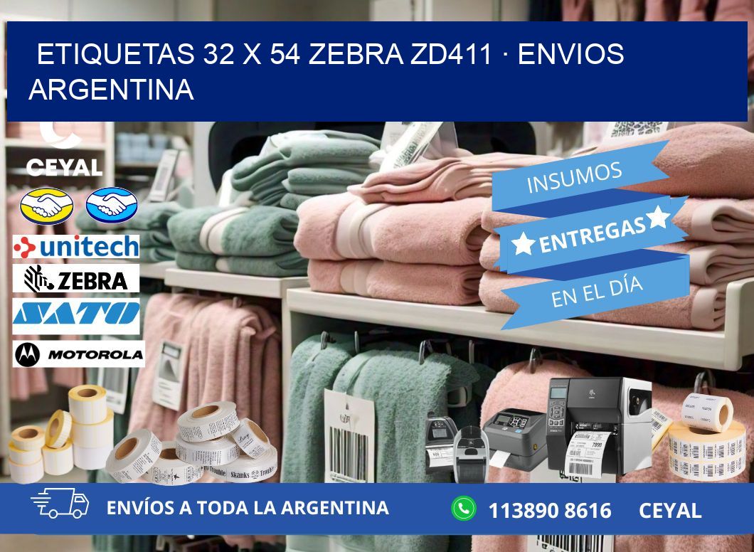 ETIQUETAS 32 x 54 ZEBRA ZD411 · ENVIOS ARGENTINA