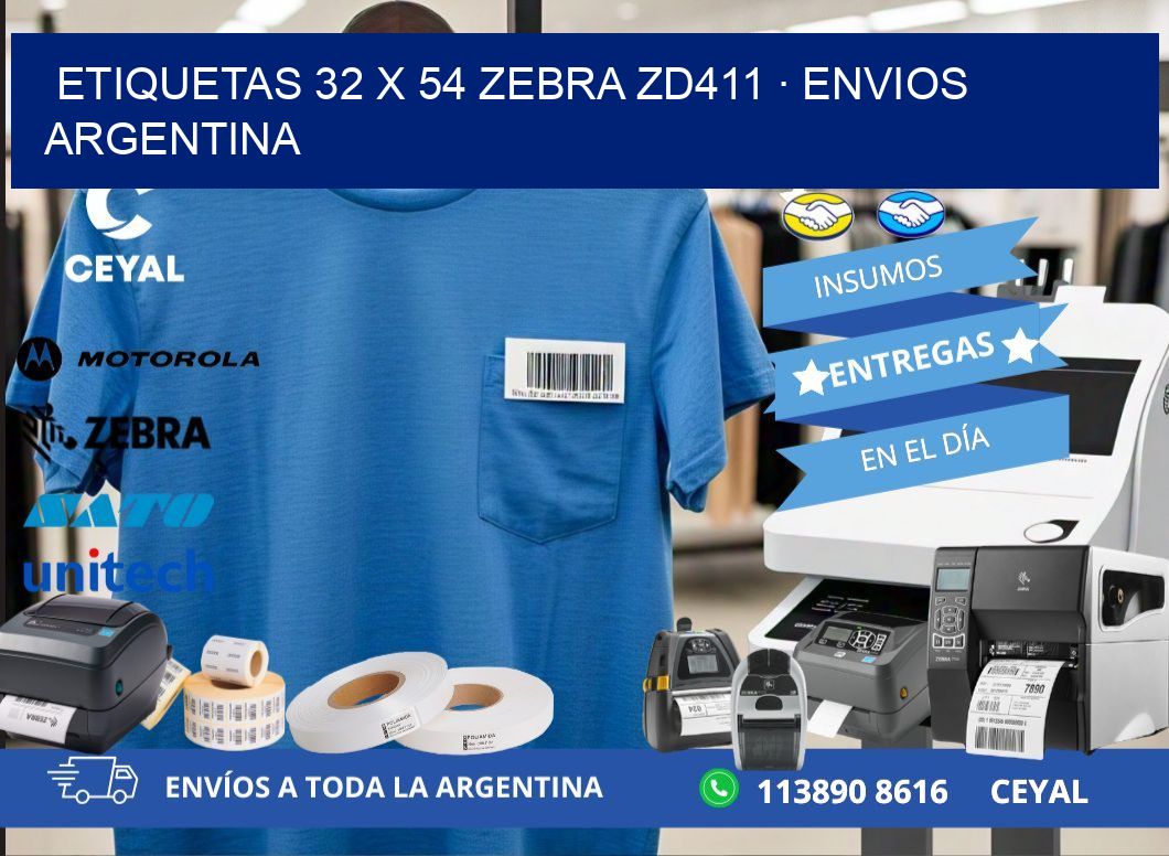 ETIQUETAS 32 x 54 ZEBRA ZD411 · ENVIOS ARGENTINA