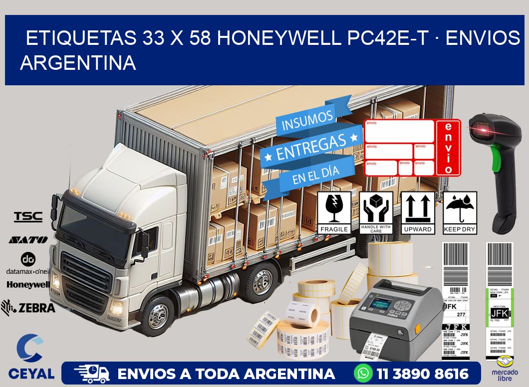 ETIQUETAS 33 x 58 HONEYWELL PC42E-T · ENVIOS ARGENTINA