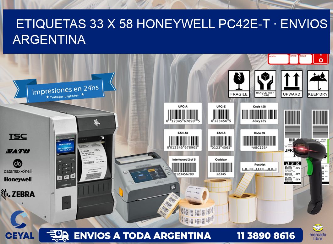 ETIQUETAS 33 x 58 HONEYWELL PC42E-T · ENVIOS ARGENTINA