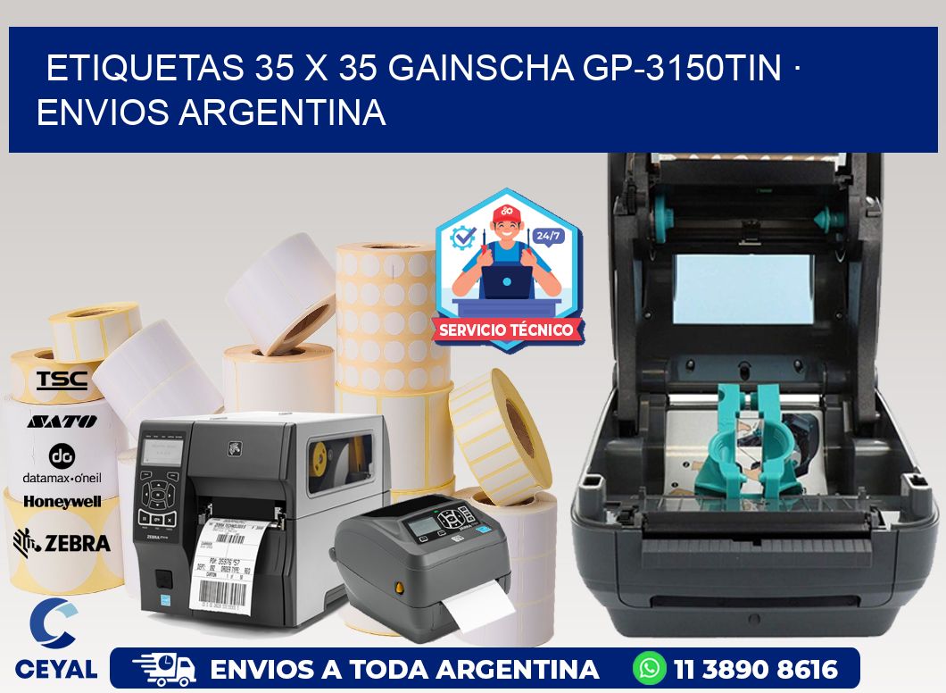 ETIQUETAS 35 x 35 GAINSCHA GP-3150TIN · ENVIOS ARGENTINA