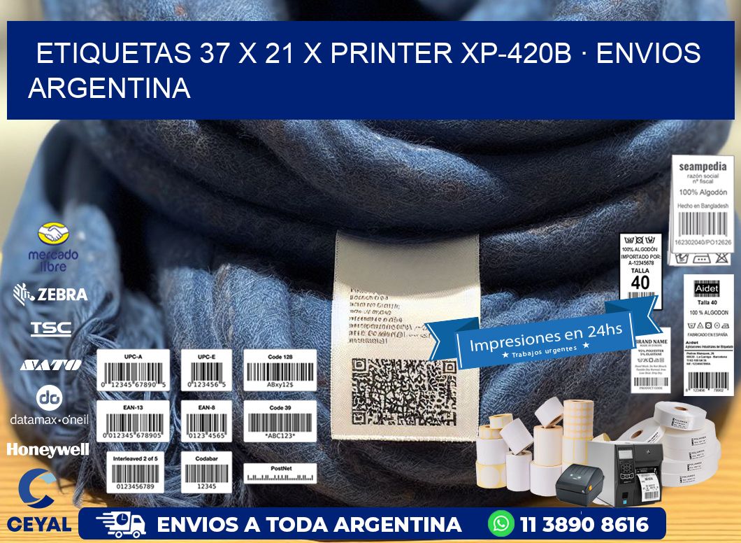 ETIQUETAS 37 x 21 X PRINTER XP-420B · ENVIOS ARGENTINA