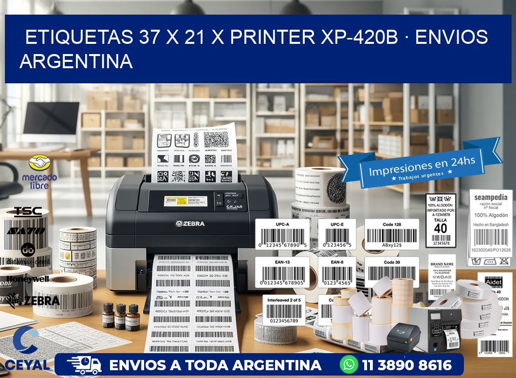 ETIQUETAS 37 x 21 X PRINTER XP-420B · ENVIOS ARGENTINA
