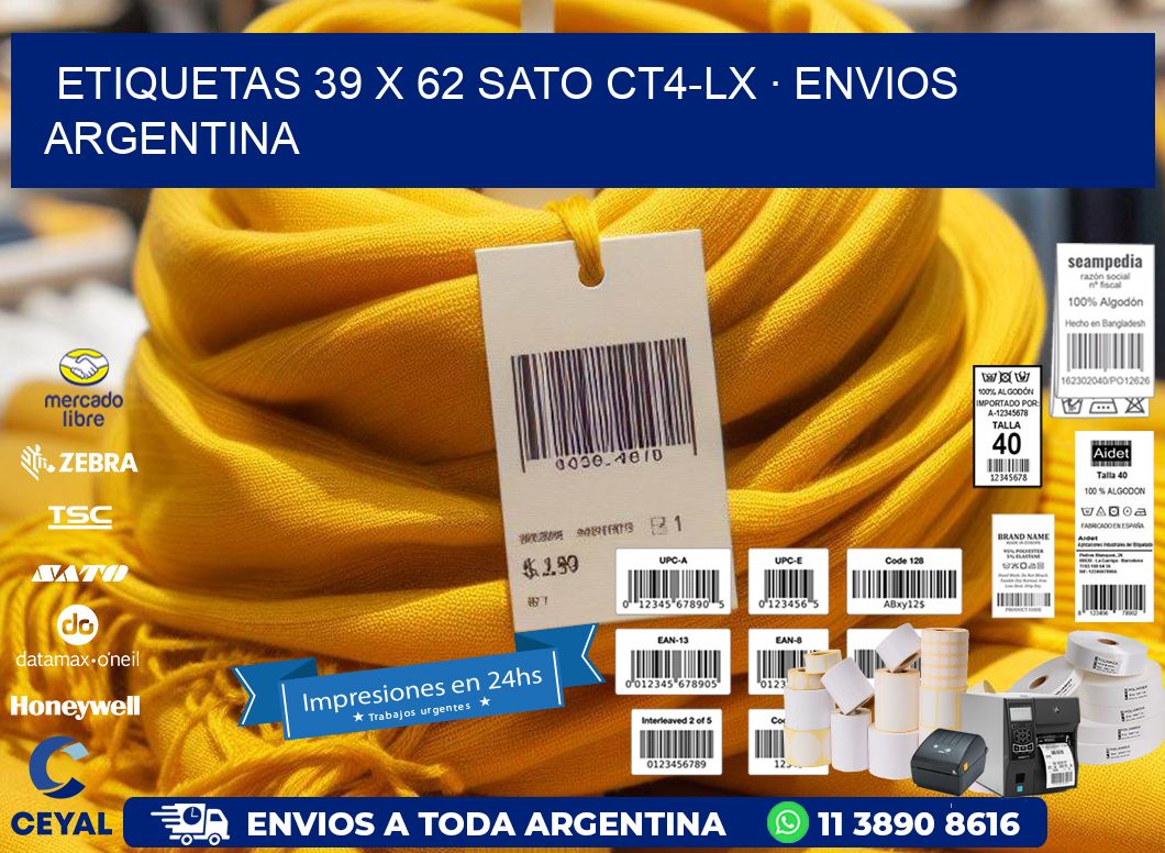 ETIQUETAS 39 x 62 SATO CT4-LX · ENVIOS ARGENTINA