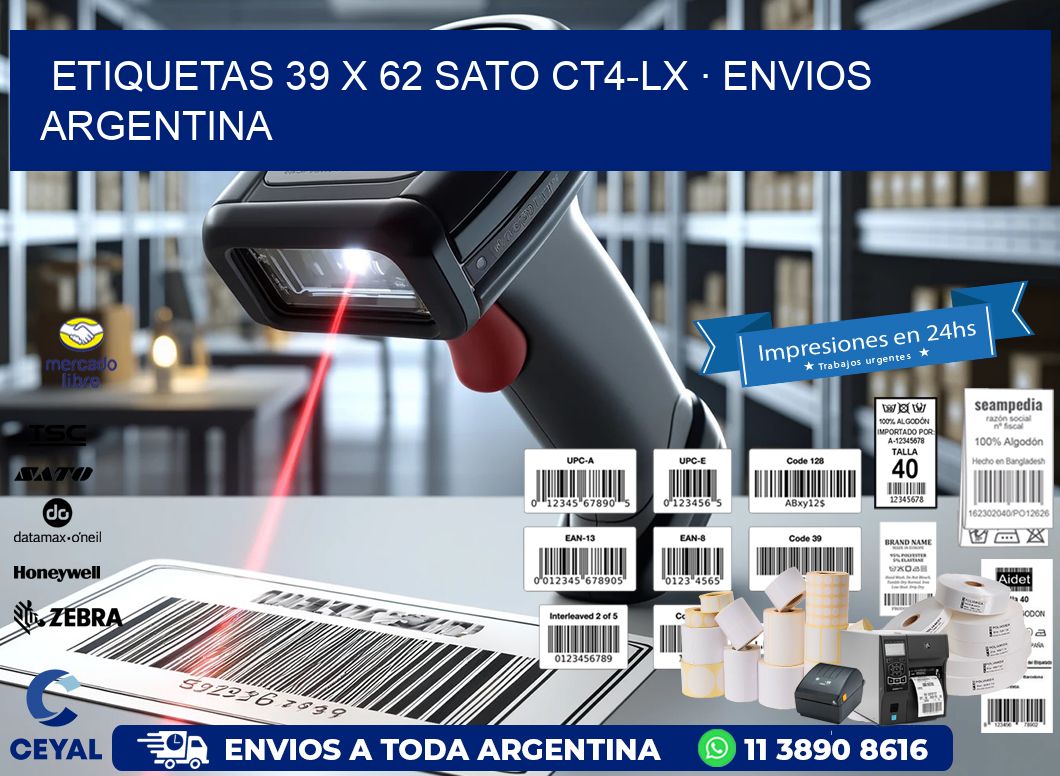ETIQUETAS 39 x 62 SATO CT4-LX · ENVIOS ARGENTINA