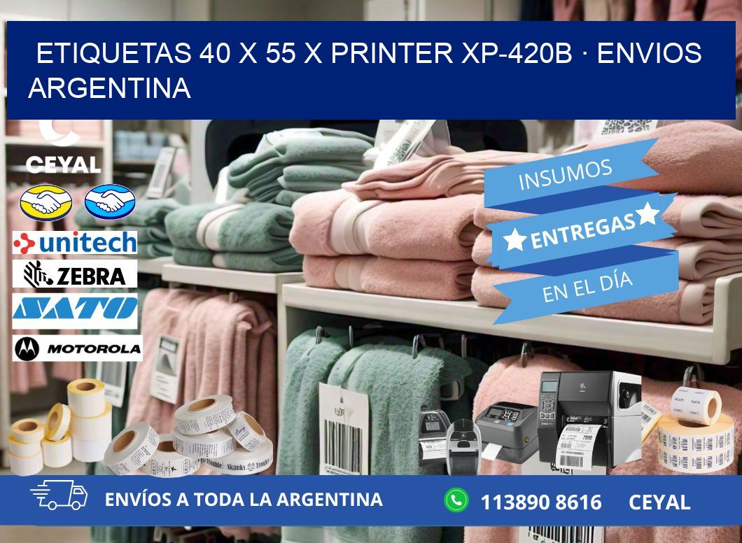 ETIQUETAS 40 x 55 X PRINTER XP-420B · ENVIOS ARGENTINA