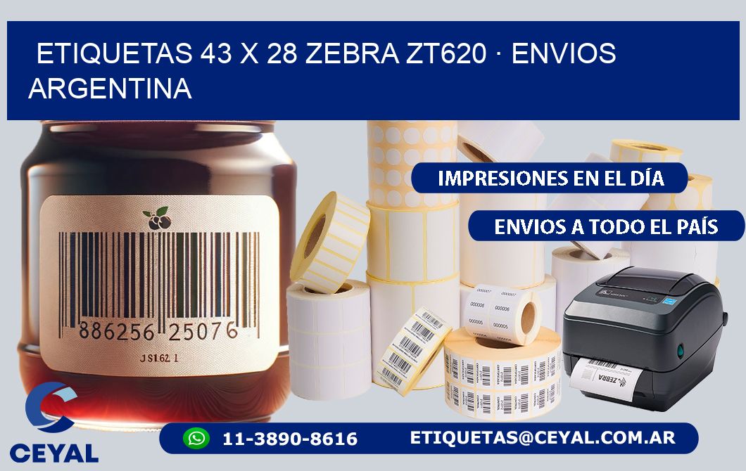 ETIQUETAS 43 x 28 ZEBRA ZT620 · ENVIOS ARGENTINA