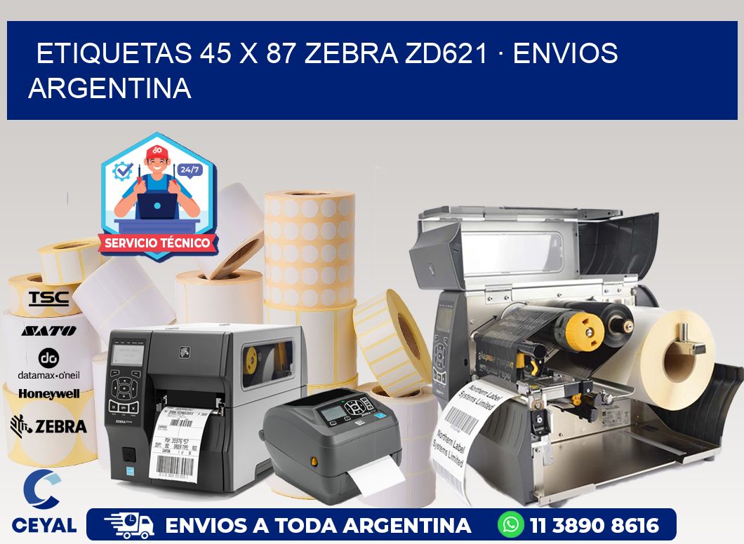 ETIQUETAS 45 x 87 ZEBRA ZD621 · ENVIOS ARGENTINA