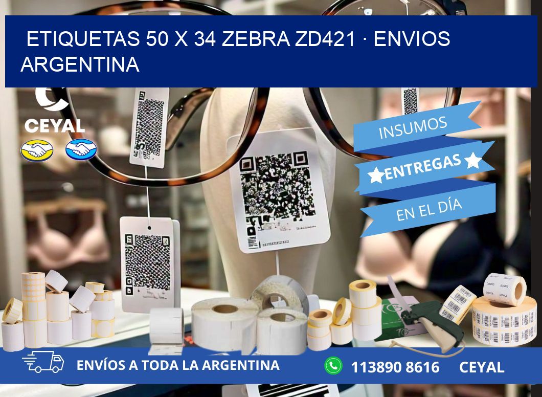ETIQUETAS 50 x 34 ZEBRA ZD421 · ENVIOS ARGENTINA