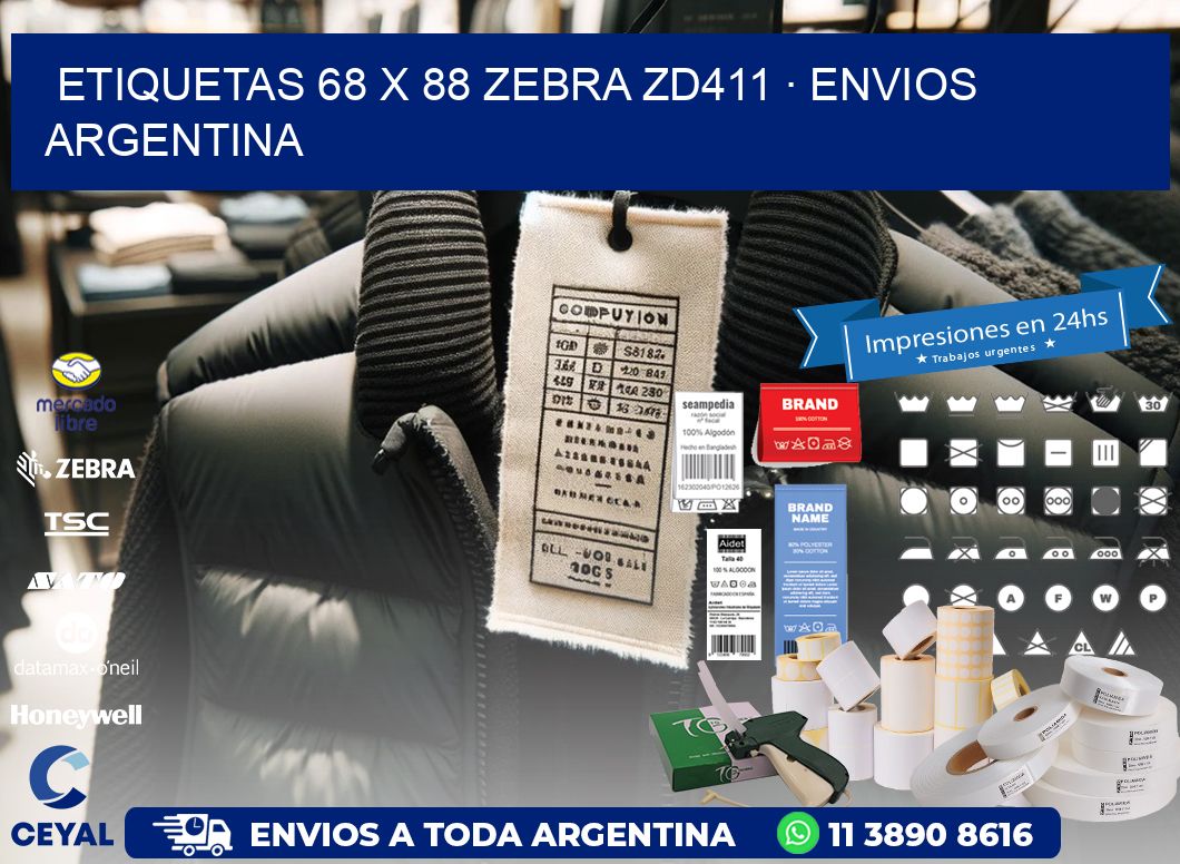 ETIQUETAS 68 x 88 ZEBRA ZD411 · ENVIOS ARGENTINA