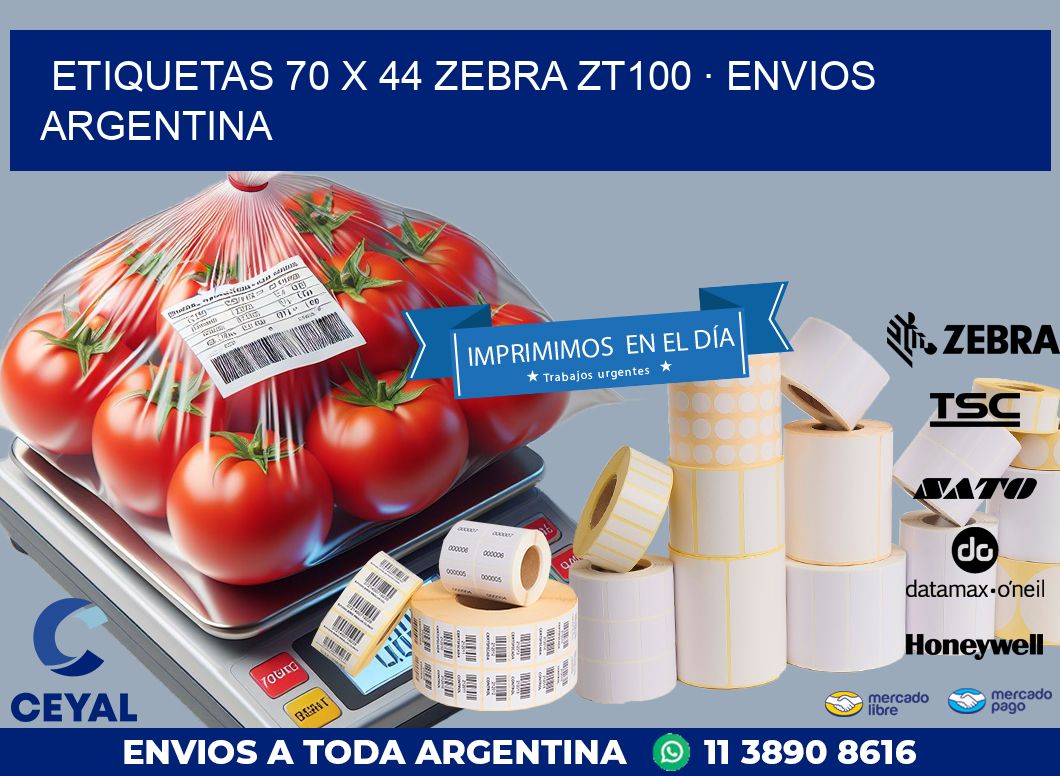 ETIQUETAS 70 x 44 ZEBRA ZT100 · ENVIOS ARGENTINA
