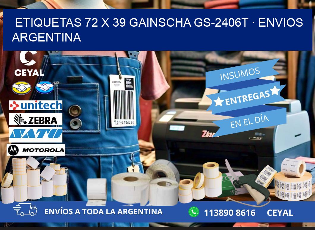 ETIQUETAS 72 x 39 GAINSCHA GS-2406T · ENVIOS ARGENTINA