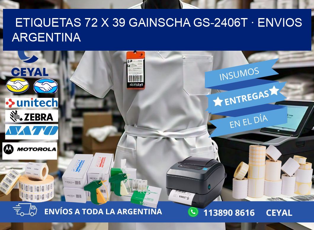 ETIQUETAS 72 x 39 GAINSCHA GS-2406T · ENVIOS ARGENTINA