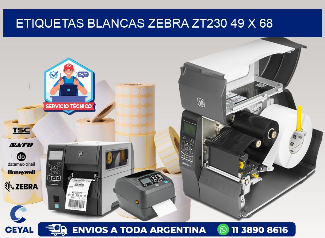 ETIQUETAS BLANCAS ZEBRA ZT230 49 x 68