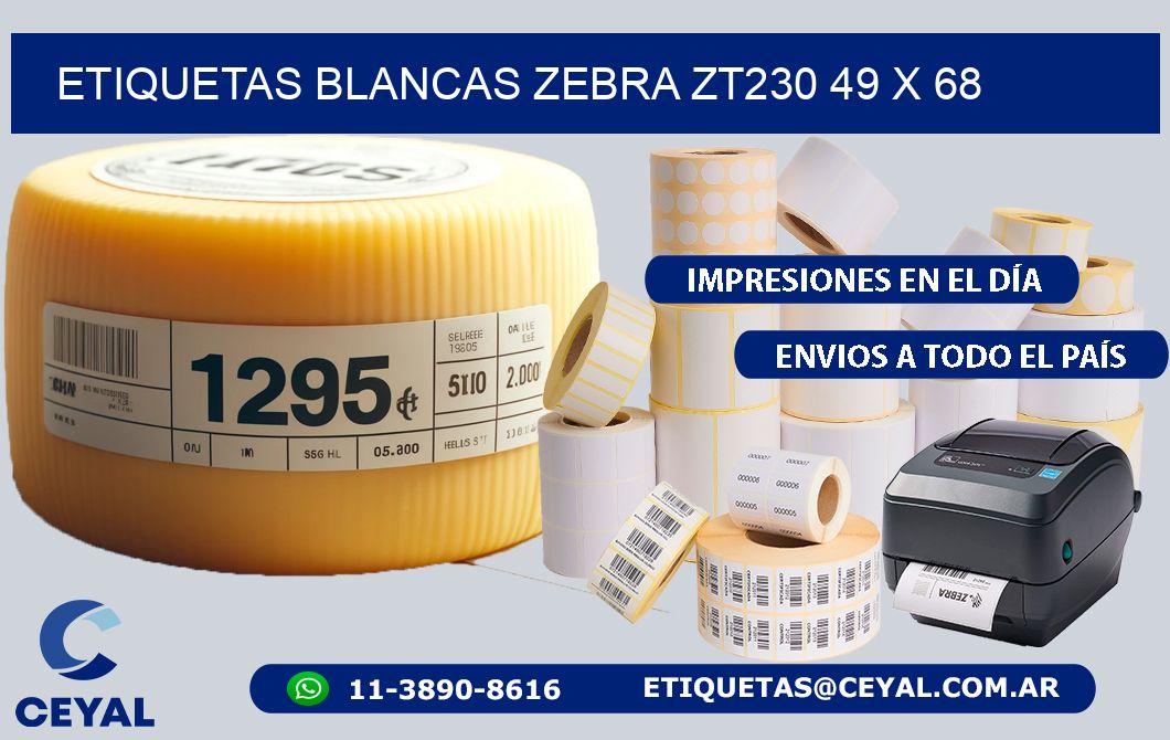 ETIQUETAS BLANCAS ZEBRA ZT230 49 x 68