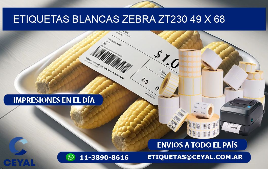 ETIQUETAS BLANCAS ZEBRA ZT230 49 x 68