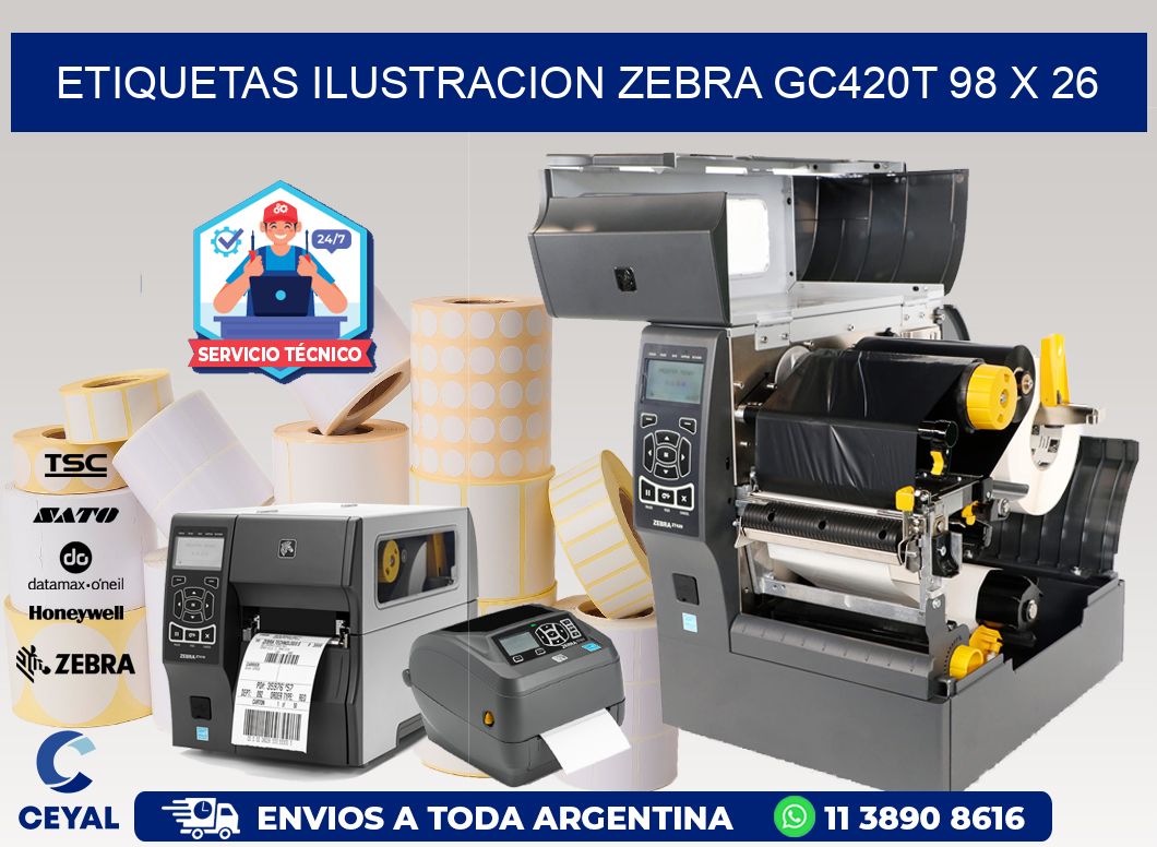 ETIQUETAS ILUSTRACION ZEBRA GC420T 98 x 26