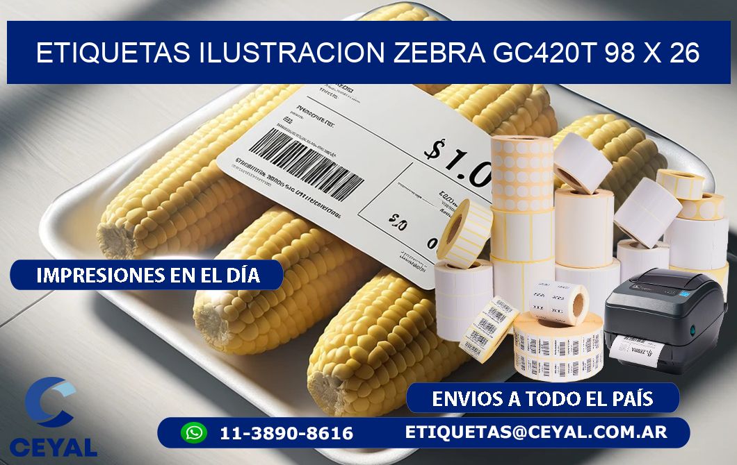 ETIQUETAS ILUSTRACION ZEBRA GC420T 98 x 26