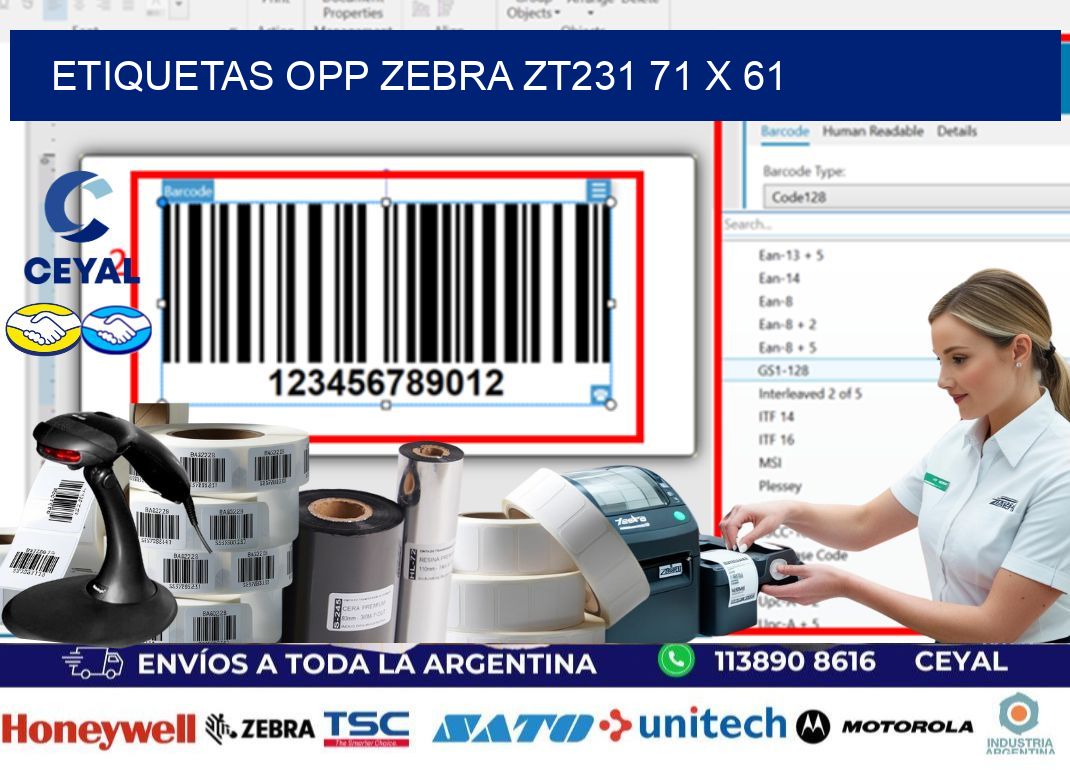 ETIQUETAS OPP ZEBRA ZT231 71 x 61