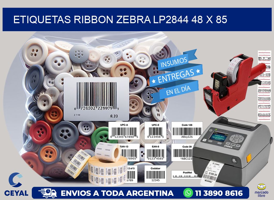 ETIQUETAS RIBBON Zebra LP2844 48 x 85