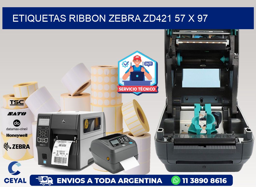 ETIQUETAS RIBBON Zebra ZD421 57 x 97