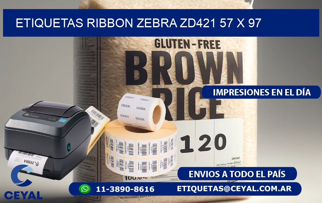 ETIQUETAS RIBBON Zebra ZD421 57 x 97