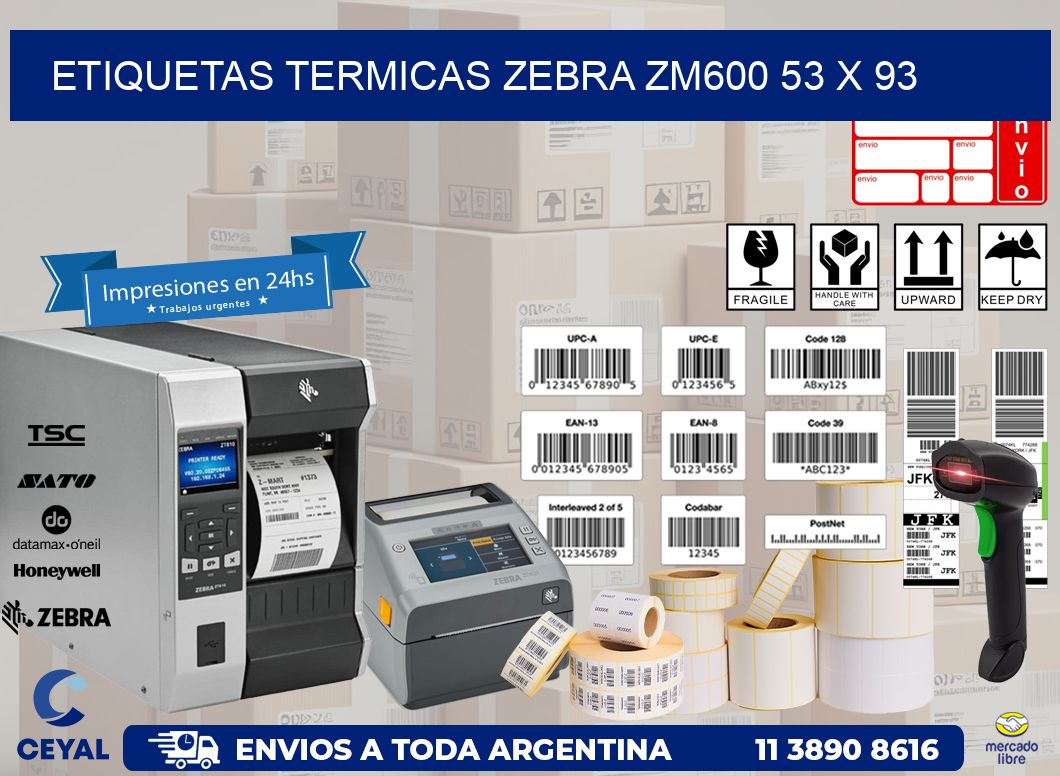 ETIQUETAS TERMICAS ZEBRA ZM600 53 x 93