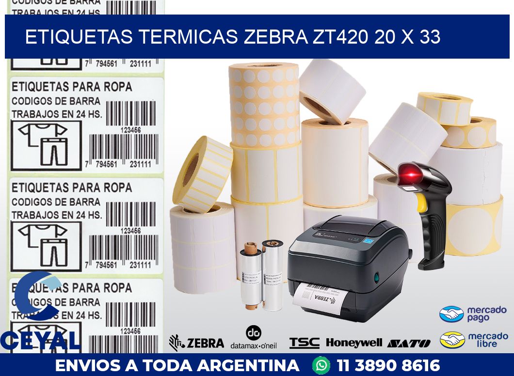 ETIQUETAS TERMICAS ZEBRA ZT420 20 x 33