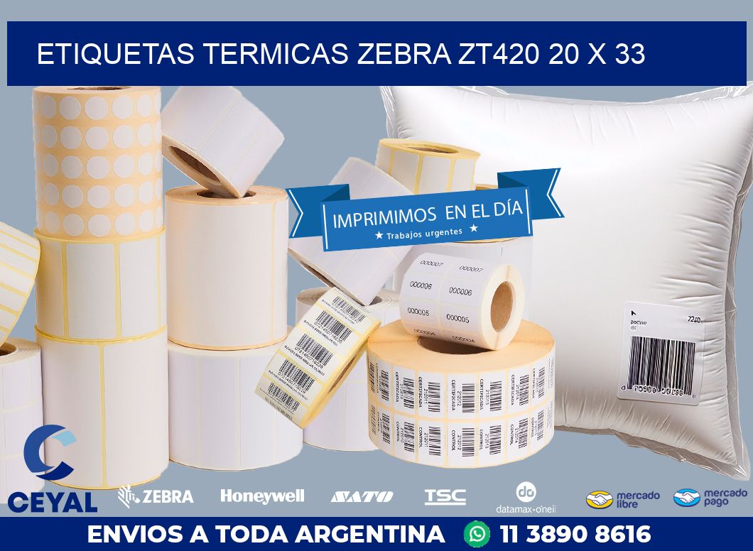 ETIQUETAS TERMICAS ZEBRA ZT420 20 x 33