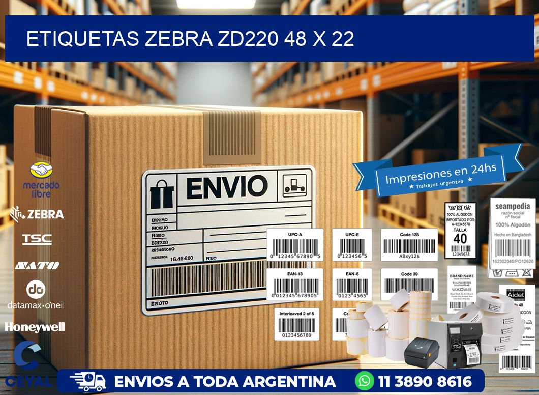 ETIQUETAS Zebra ZD220 48 x 22