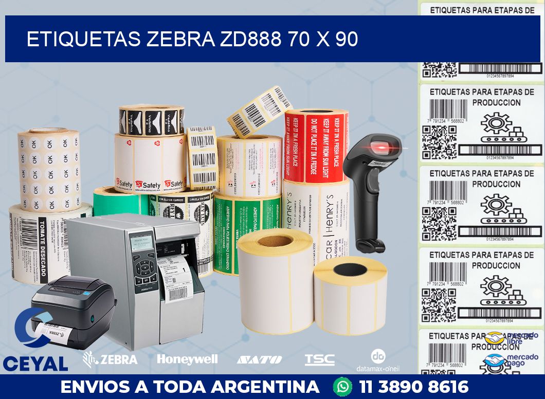 ETIQUETAS Zebra ZD888 70 x 90