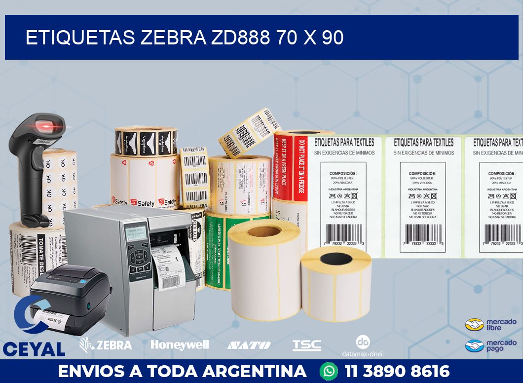 ETIQUETAS Zebra ZD888 70 x 90