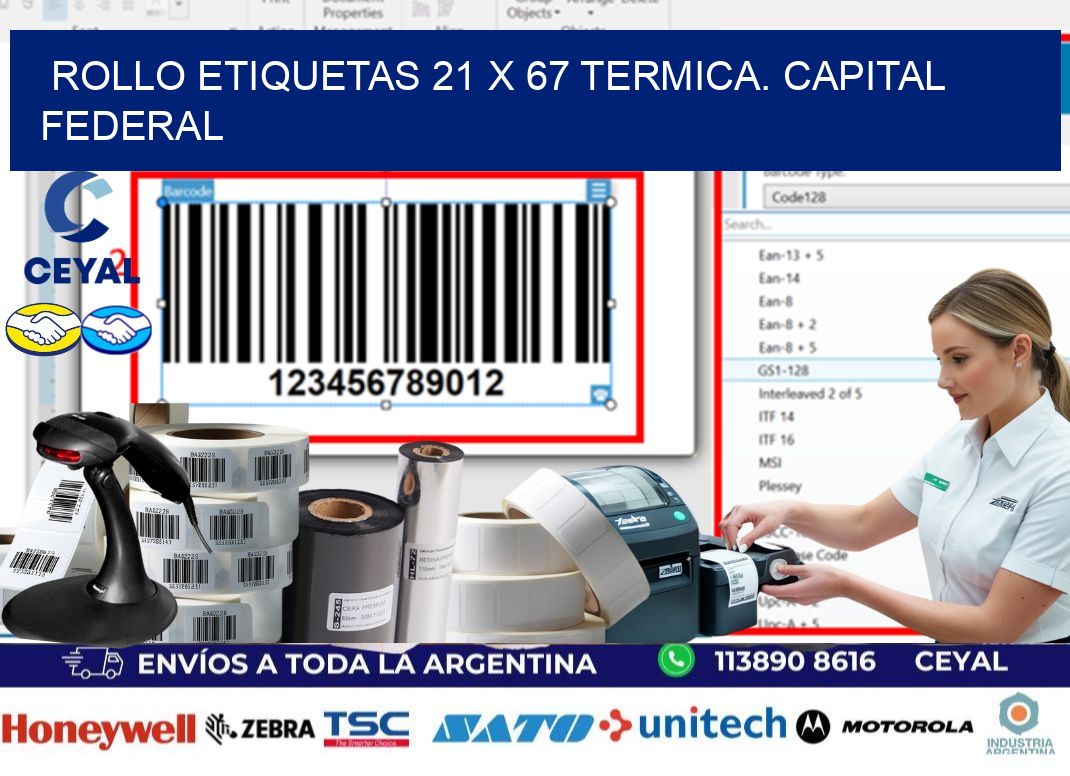 Rollo etiquetas 21 x 67 termica. Capital Federal