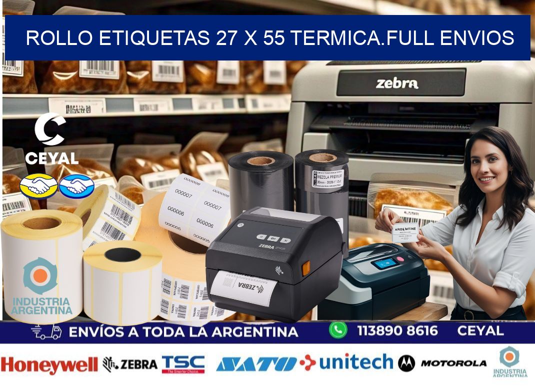Rollo etiquetas 27 x 55 termica.full envios