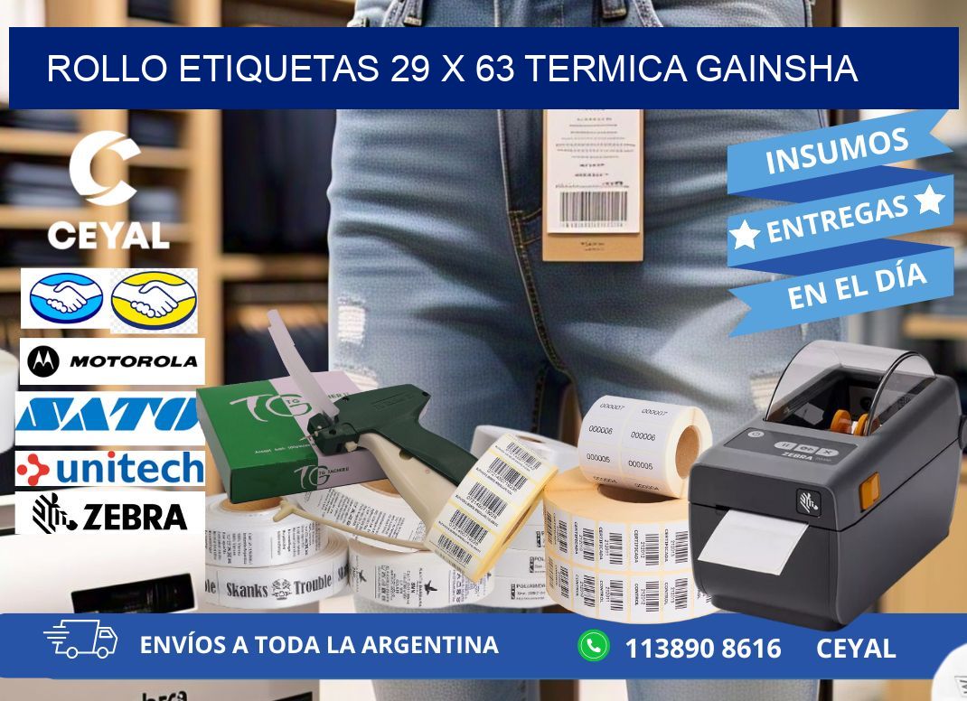 Rollo etiquetas 29 x 63 termica gainsha