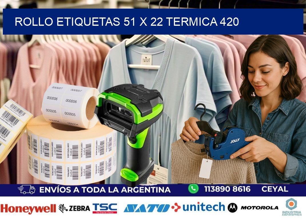 Rollo etiquetas 51 x 22 termica 420
